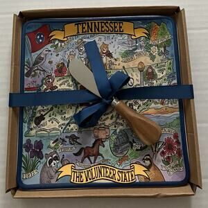 Certified International Ceramic Cheese Plate w Spreader Tennessee Souvenir 8”